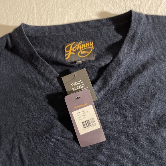 *NEW* Johnny Bigg Men's Pullover 6XL V-Neck Navy Sweater Wool Blend - Picture 2 of 9